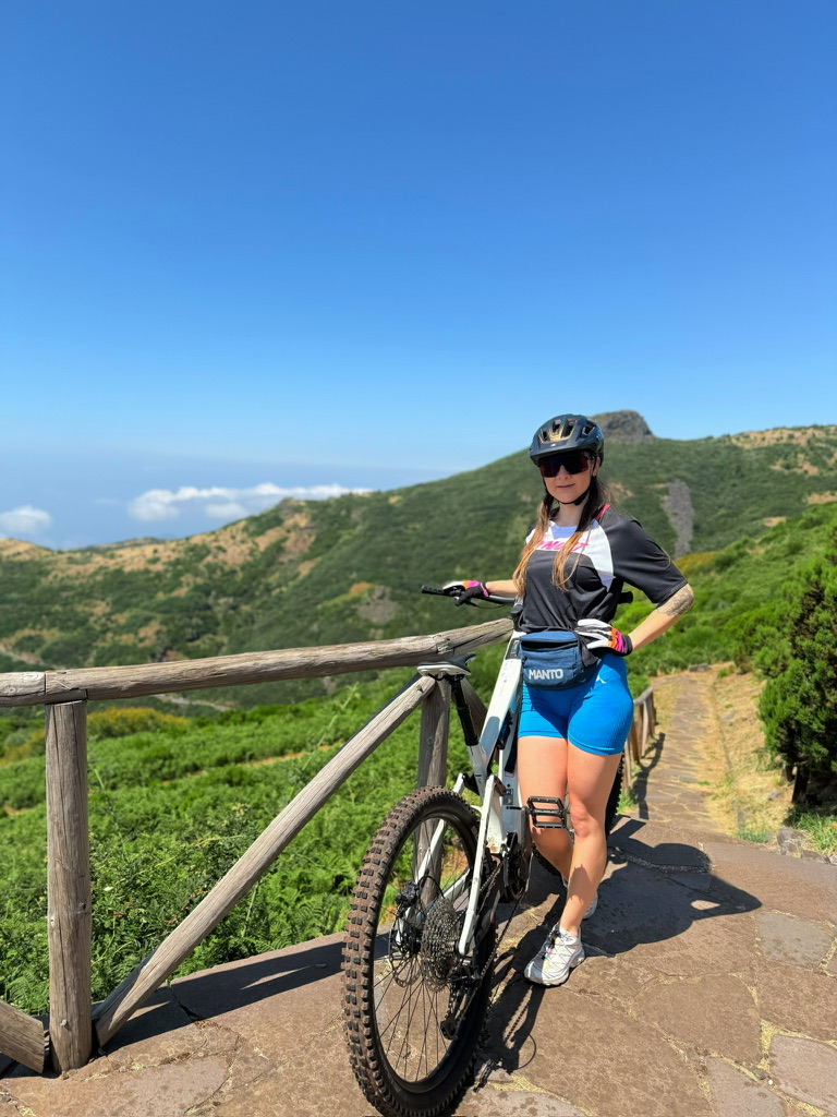 Marta on an MTB bike in Madeira